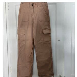 Celebrity Pink Cargo Relaxed Straight Fit Jeans Warm Taupe Juniors Size 7/28